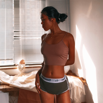  INS letter wide-brimmed fitness sports underwear womens anti-walking flat angle underwear womens pure cotton girl student safety pants