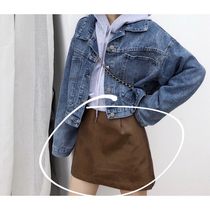 Halo nini leather skirt women 2019 new autumn and winter high waist slim versatile a skirt chic hip skirt