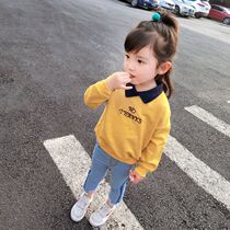 Baby sweater spring and autumn girls 2021 spring new Korean version of foreign long-sleeved clothes childrens base shirt top tide