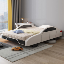 Sports car childrens bed boy single leather bed car bed creative double guardrail anti-fall baby bed frame girl bed