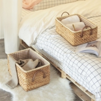Environmental protection hand-woven natural straw corn husk weaving storage box environmental protection dirty clothes basket debris finishing box