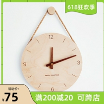 Day Style Log Wind hanging bell mute creative living room hanging table decoration minimalist clock hanging wall ins wind free of punch