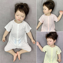  Baby one-piece summer modal thin breathable boneless short-sleeved pajamas newborn baby harem climbing clothes