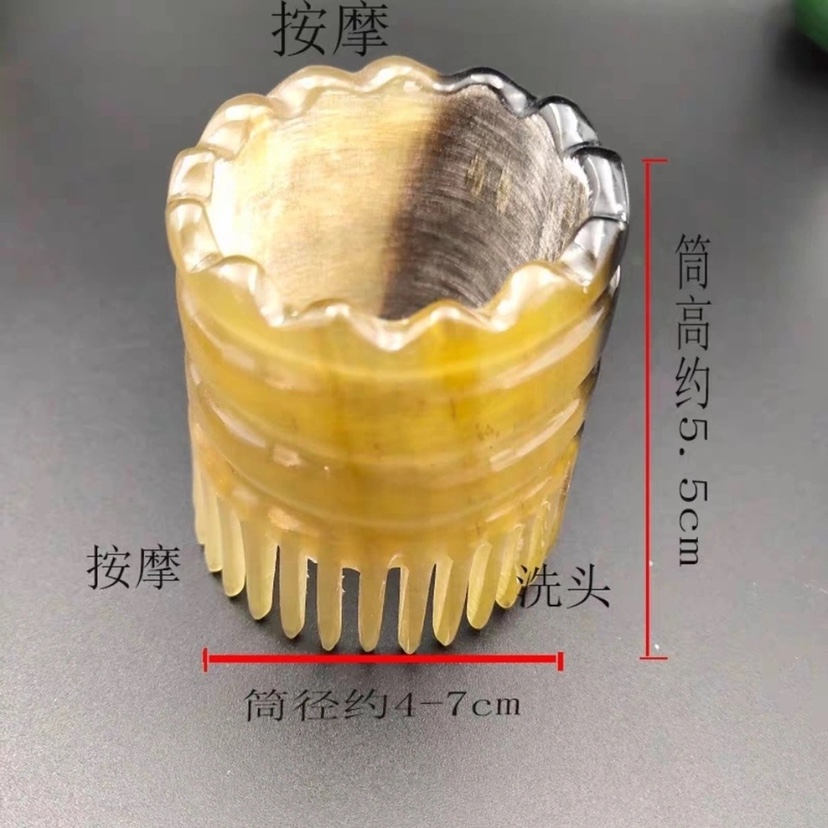 Head Wash Comb Round Natural Horn Large Tooth Anti-Massage Scalp Hair Loss Shampoo Brush Meridians Comb and Scraping Beauty Care