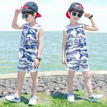 Boy sleeveless suit Summer ice silk vest Outer wear speed dry mesh ultra-thin small and small child tide camouflak suit