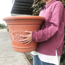 (Hongyue) imitation pottery pots 18-inch carved flowerpots simple and generous suitable for garden plants such as hydrangea rose