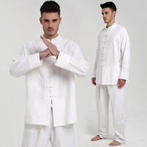 Cloth cicada cotton hemp tai chi suit mens new elegant Ba Duan Jin clothing spring and summer Tai Chi training suit tea man suit