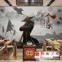 3D ancient martial arts wind background wallpaper ink rivers and lakes theme restaurant hot pot restaurant spicy barbecue bar decoration wallpaper