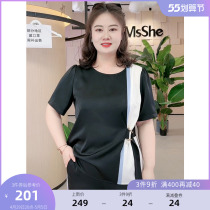 MsShe Big Code Womens Dress 2022 New Summer Dress Not Easy To Crumple With Satin Face Shirt Broadlegged Pants Two Suits