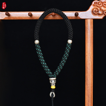 Pure hand-woven text play handlebar hanging rope high-end coarse texture 925 silver production men and women