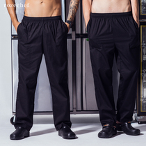 Chef pants black straight pants loose breathable dining hotel rear kitchen waiter work pants slim