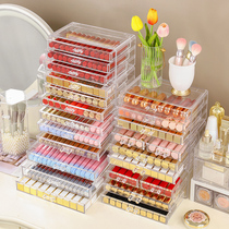 Lipstick Containing Box Mouth Red Plaid Large Capacity Shelve Acrylic Crystal Dust Resistant Lipstick Red Lip Glazed Display Box