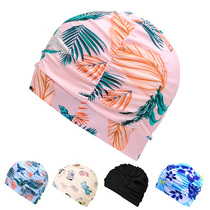 Long hair swimming cap ladies Korean fashion comfortable pleated cloth swimming cap adult large long hair ear protection swimming equipment