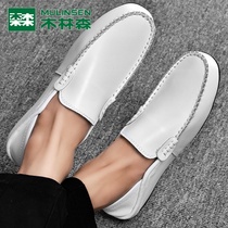 Mullinson autumn 2021 new mens shoes leather Bean shoes mens trend soft bottom Korean lazy man pedal Leisure