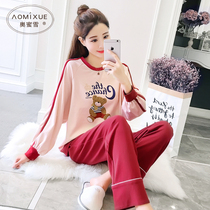 New autumn cotton pajamas womens autumn and winter long sleeve home clothing cotton large size Korean version of home clothing womens set Autumn