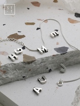 Mrs. t Shen S925 sterling silver day Korean old 26 English letter pendants randomly put on DIY bracelet anklets