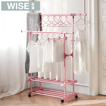 Clothes rack floor-to-ceiling indoor cool drying rack Double rod simple balcony clothes rack Floor-to-ceiling hanger Outdoor large