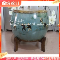 Baizitu leather drum coffee table hand-painted neoclassical antique old furniture solid wood living room tea table