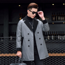 New winter fur sheep skin feather jacket mens suit over the long fashion coat coat
