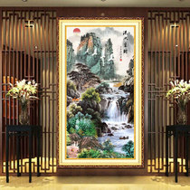 Mona Lisa precision printing cross-stitch full embroidery living room entrance vertical map landscape landscape painting flowing water to make money