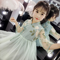 Hanfu girls summer dress Super fairy New Spring Summer foreign style children princess dress girl retro cheongsam dress