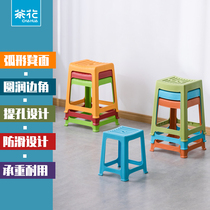 Tea flower plastic stool plastic thickened high stool adult table stool bathroom stool plastic stool stool domestic plastic stool