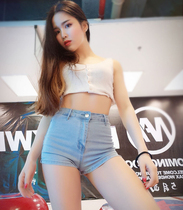 Tide brand summer new slim body bag hip hip high waist elastic shorts women dancing sexy legs long short hot pants