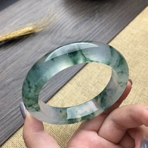 Longyu culture jade bracelet scene natural jade ice species floating flower noble concubine bracelet green wide jade bracelet