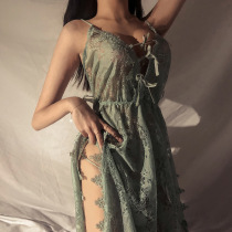 200 Jin size fat mm sexy sling transparent fairy pajamas women Summer thin perspective lace nightdress women Summer