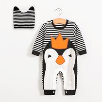 New jumpsuit spring and autumn baby clothes cotton long sleeve baby dress cartoon hat climbing suit
