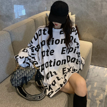 South Korea autumn 2020 new Korean version of loose large letter printing Net red long sleeve T-shirt female ins tide