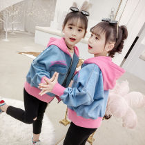 Girls denim jacket 2021 spring new baby windbreaker net red childrens clothing medium and large virgin girl foreign style tide top