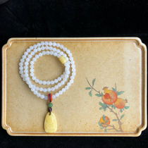 Jayne Chou Xinjiang Hetian Jade white jade beads three rings beeswax pendant Duobao bracelet certificate 12053