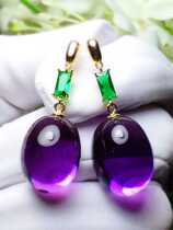 Natural Brazilian Amethyst egg face drop earrings s925 silver inlaid exquisite womens birthday holiday gift net body earrings
