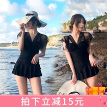 2021 new DK bikini one-piece dress swimsuit Ins bubble spa display slim fit fairy Fan swimsuit woman