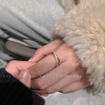 Advanced sense cross opening adjustable index finger ring female Japanese light luxury niche design sense exquisite zircon ring