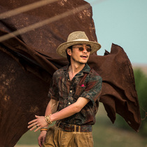 SOARIN retro Inn wind Cuban collar shirt male vintage Hawaiian printed baroque shirt short sleeves