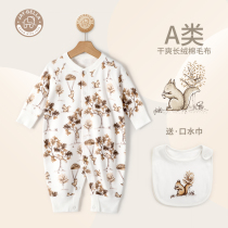 New baby one-piece clothes in autumn fitted newborn khau pure cotton begs baby pyjamas long sleeves long suede cotton air conditioning