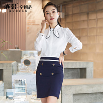 Clearance 6 fold high-end professional wear womens set temperament chiffon shirt beautician overalls dress front desk tooling