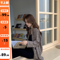 The smallest sea Net Red Spring and Autumn temperament casual plaid suit jacket female Korean version of loose British style small suit