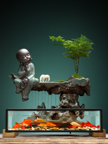 Fish tank feng shui wheel transfer office ornaments flowing water Chinese home gifts desktop wealth opening gifts