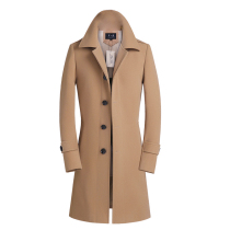 2021 Autumn Winter New Mens long thick slim trench coat cashmere single breasted warm coat wool coat