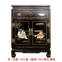 Yangzhou lacquerware factory direct lacquer art home bone stone inlay double door on square bedside decorative cabinet customization