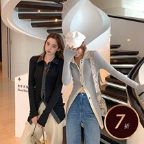 LIN CHAO ZHANG star sign modal vertical pit striped slim female pioneer fur sweater shirt top