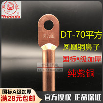 Original dress Phoenix National Pets A grade copper nose DT-70mm2 squared blocked oil type line nose pure copper connector wiring terminal