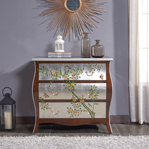 American country living room hand-painted sideboard new Chinese style solid wood tea cabinet bedroom storage storage cabinet painted drawer