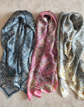 Innocent Silk Scarf Spring Fall Summer with thin Slum Silk Wipes Mom Middle Age Scarf with Suit Silk Witch