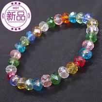 Fashion trend crystal glass bracelet g Girl Special hipster bracelet 8mm color crystal cut face bracelet