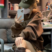 2022 Autumn Winter Thickened Woolen Cotton American Vintage Brown Badge Tide Street Men And Women Lovers Sleeve Heads Round Necropolis