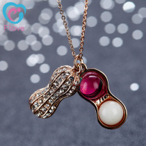 Baby fetal hair souvenir breast milk chain couple couple parents hair peanut sterling silver necklace pendant diy made